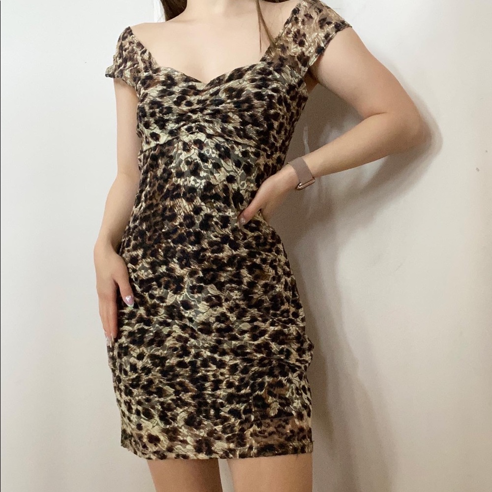 CHEETA PRINT LACE overlay MINI dress